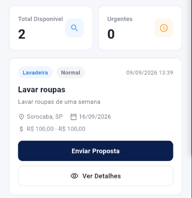 Pedidos disponíveis no app ProServiço para profissionais
